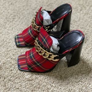 Plaid Chain Mules